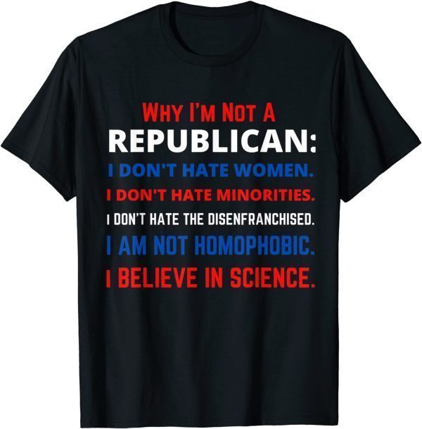 Why I'm Not a Republican- Democratic Liberal Political Left Classic Shirt