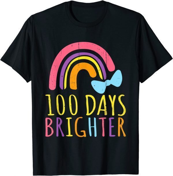 100 Days Brighter Rainbow Cute 100th Day School Smarter Classic Shirt