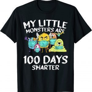 100 Days Of School Little Monters Face Mask Quarantine T-Shirt