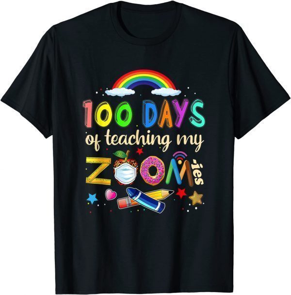 100 Days Of School Teaching My Zoom Ies Virtual Teacher Classic Shirt
