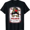 100 Days Smarter Happy 100th Day Of School Leopard Messy Bun Classic Shirt