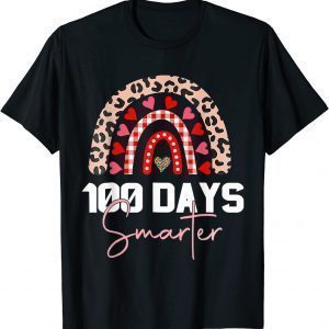 100 Days Smarter Happy 100th Day Of School Rainbow Leopard Classic Shirt