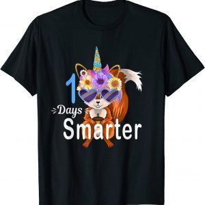 100 Days Smarter Squirrel Unicorn Girls Teacher 100th Day T-Shirt