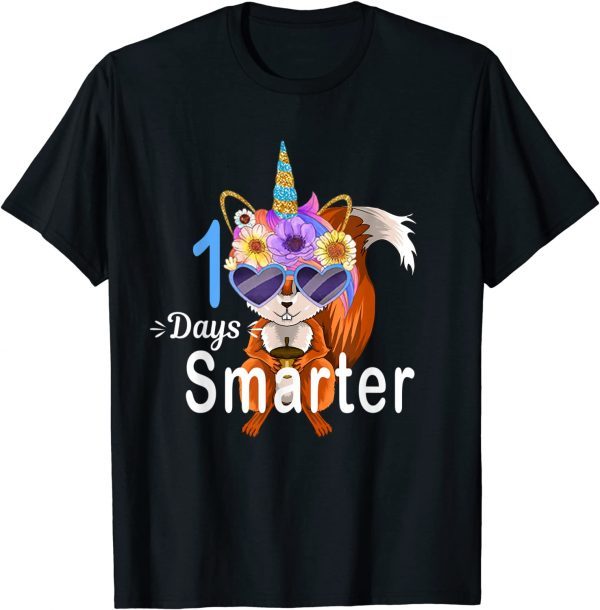 100 Days Smarter Squirrel Unicorn Girls Teacher 100th Day T-Shirt