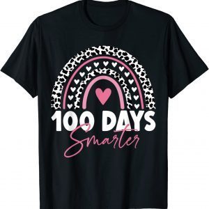 100 Days Smarter Teacher Leopard Rainbow 100th Day Of School Unisex Shirt