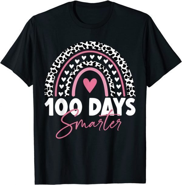 100 Days Smarter Teacher Leopard Rainbow 100th Day Of School Unisex Shirt