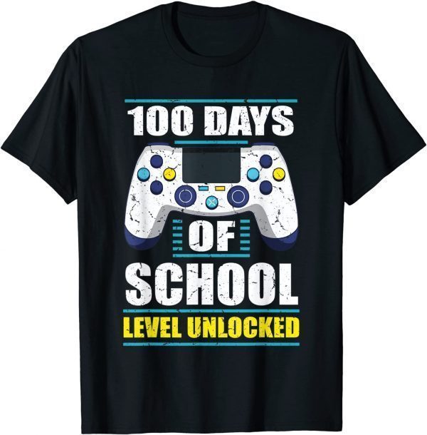 100 Days of School Level Unlocked Gamer Student and Teacher 2022 Shirt