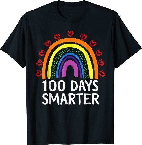 100th Day Of School Teacher Student 100 Days Smarter Rainbow 2022 Shirt