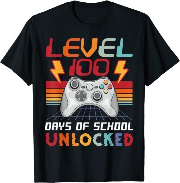 100th Day Video Gamer 100 Days of School Unlocked Vintage Gift Shirt