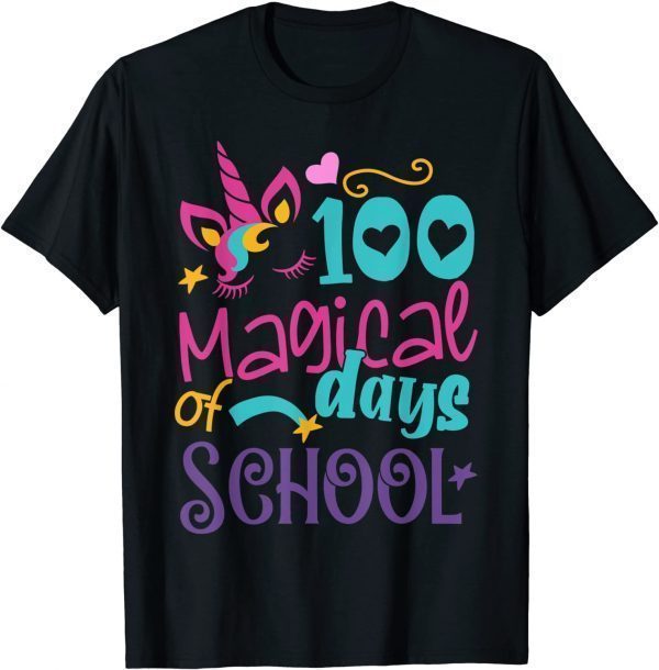 100th Day of School Unicorn 100 Magical Days Teacher T-Shirt