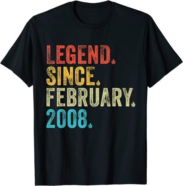 14 Year Old Legend Since February 2008 14th Birthday Vintage Unisex Shirt