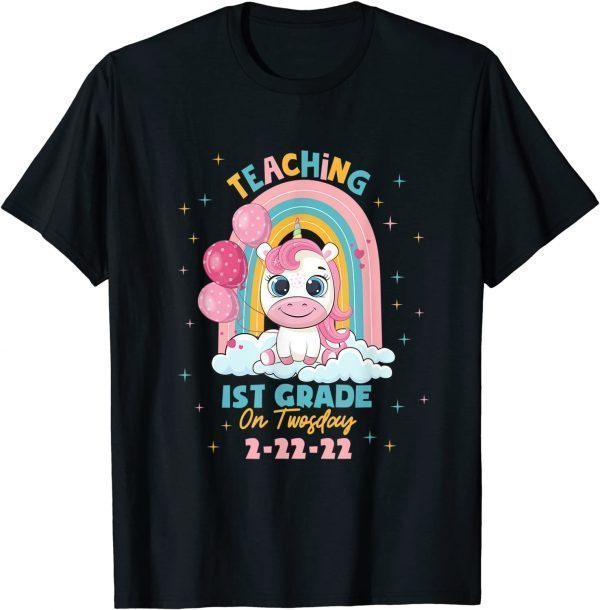 2-22-2022 Teaching 1st Grade On Twosday Teacher Unicorn Classic Shirt