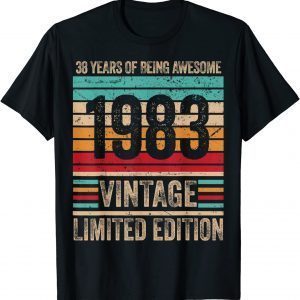 38 Year Old Legendary Retro Vintage Awesome Birthday 1983 Gift Shirt