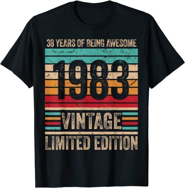 38 Year Old Legendary Retro Vintage Awesome Birthday 1983 Gift Shirt