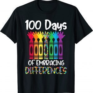 Autism Awareness Embrace Differences 100 Days Of School Classic Shirt