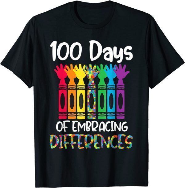 Autism Awareness Embrace Differences 100 Days Of School Classic Shirt