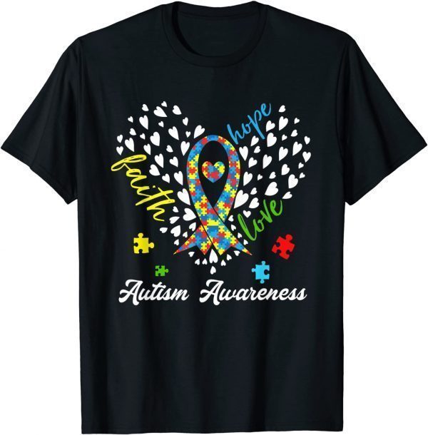 Autism Awareness FaiDesignated Hall of Famer 2022 Shirtth Hope Love Autism Heart Ribbon Puzzle Gift Shirt