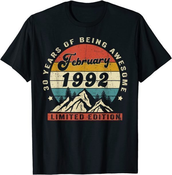 Awesome Since February 1992 30th Birthday 30 Year Old Official Shirt