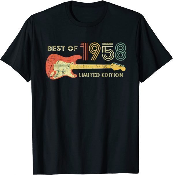 Best of 1958 Birthday - Guitar lovers 64th Birthday T-Shirt