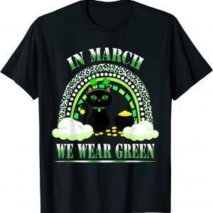 Black Cat Cloud Shamrock In March We Wear Green St.Patrick’s Classic Shirt