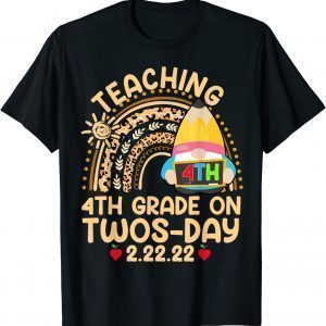 Boho Rainbow Gnome Teaching 4th Grade On Twosday 2.22.22 Classic Shirt