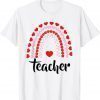 Boho Rainbow of Red Pink Hearts on Teachers Valentine's Day 2022 Shirt