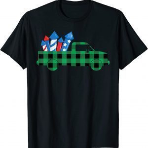 Buffalo Plaid Fireworks Truck 4th Of July American Flag Classic Shirt