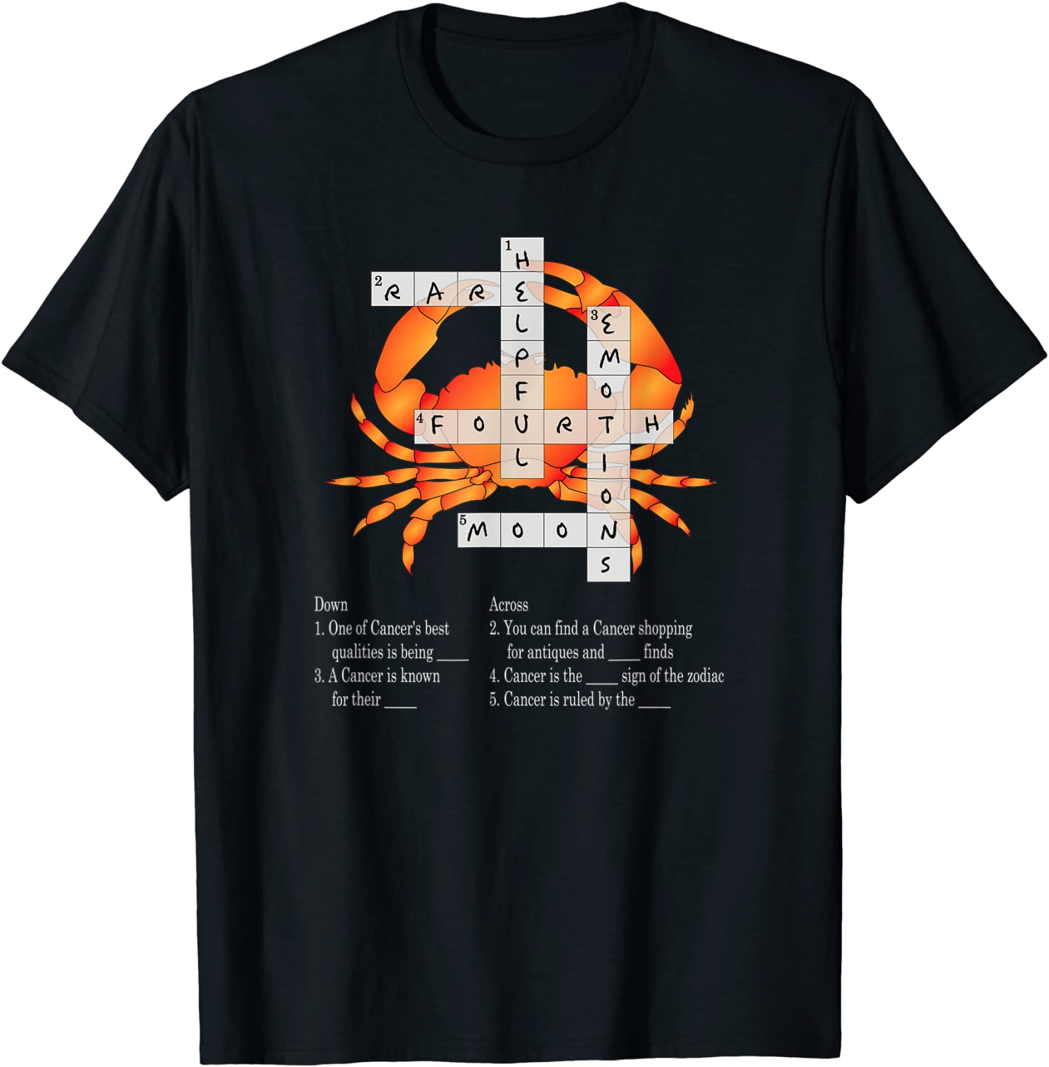 Cancer Sign Birthday Zodiac Traits Crossword Unisex Shirt