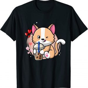 Cat Boba Tea Bubble Tea Kawaii Anime Japanese Neko Girl Teen 2022 Shirt