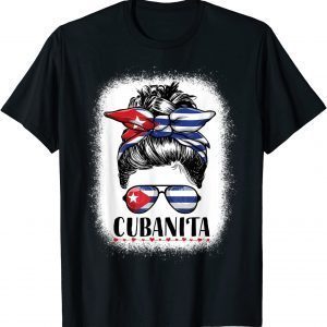 Cubanita Messy Bun Women Cuba Cuban Girl 2022 Shirt