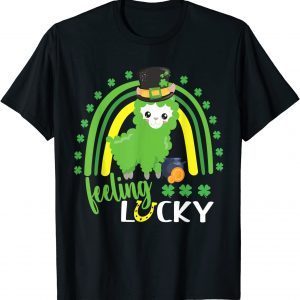 Cute St Patricks Day Rainbow Llama feeling Lucky St Patricks Classic Shirt