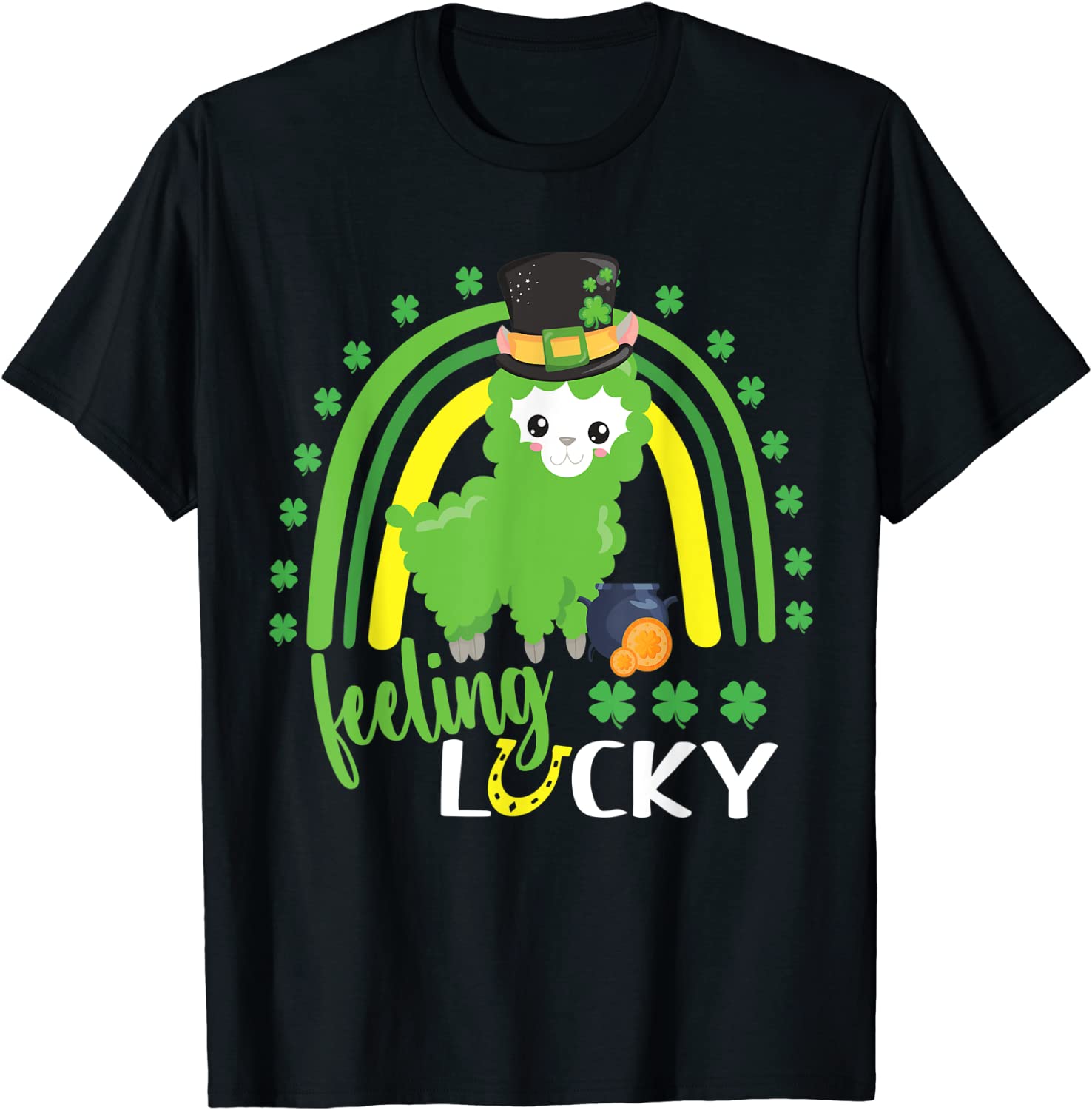 Cute St Patricks Day Rainbow Llama feeling Lucky St Patricks Classic Shirt
