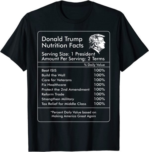 Donald Trump Nutrition Facts Republican President 2020 Limited Shirt