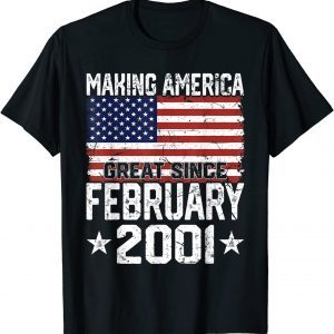 February 2001 American Flag 21st Birthday 21 Years Old Gift Shirt