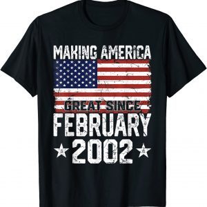 February 2002 American Flag 20th Birthday 20 Years Old Classic Shirt