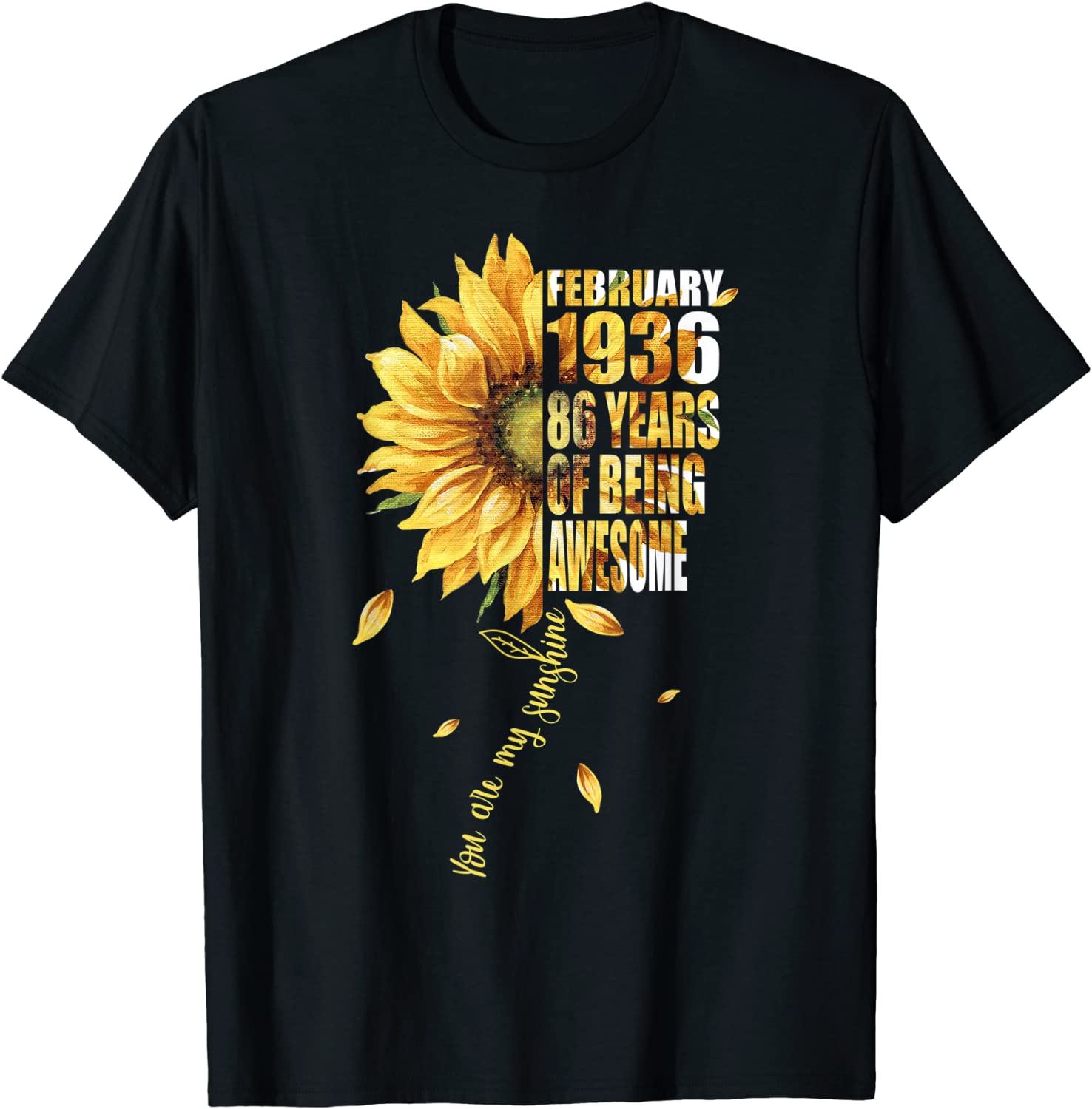 February Girl 1936 Sunflower 86th Birthday 86 Years Old Bday Classic Shirt