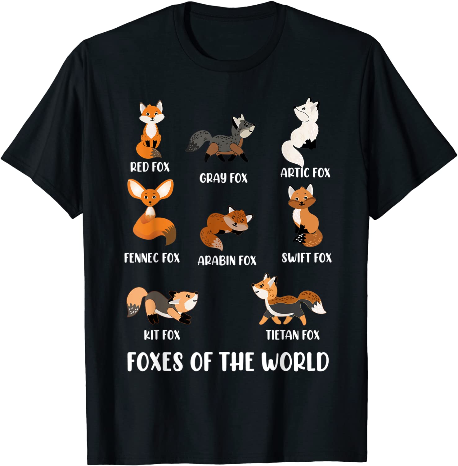 Foxes Of The World Funny Fox Animals Educational Classic Shirt