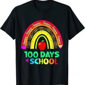 Happy 100th Day Of School Teacher 100 Days Rainbow Classic Shirt
