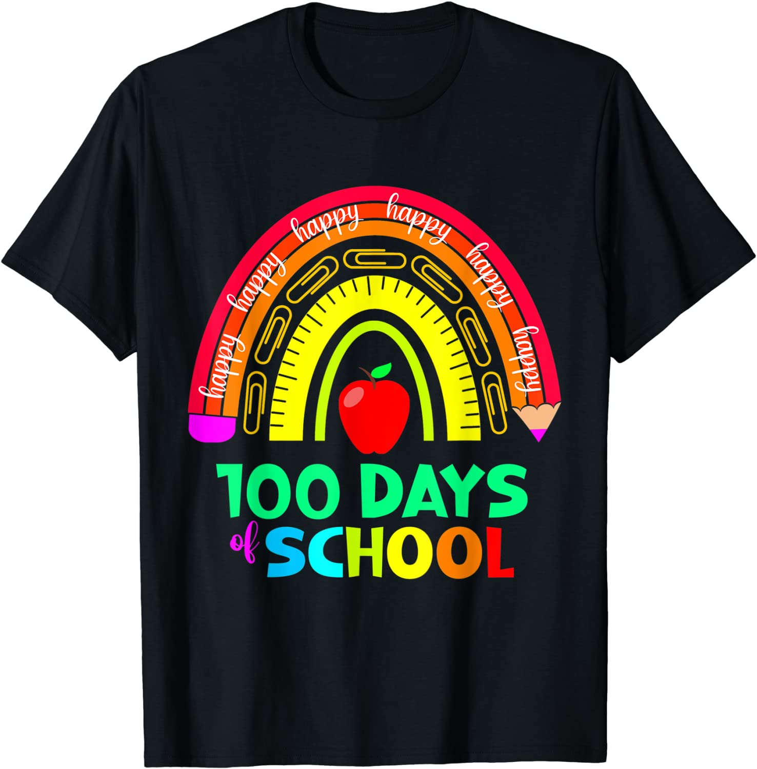 Happy 100th Day Of School Teacher 100 Days Rainbow Classic Shirt