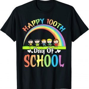 Happy 100th Day Of School Teacher 100 Days Smarter Rainbow 2022 Shirt