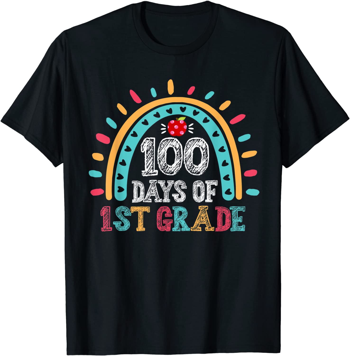 Happy 100th day Of School First 1st grade Teacher Rainbow 2022 T-Shirt