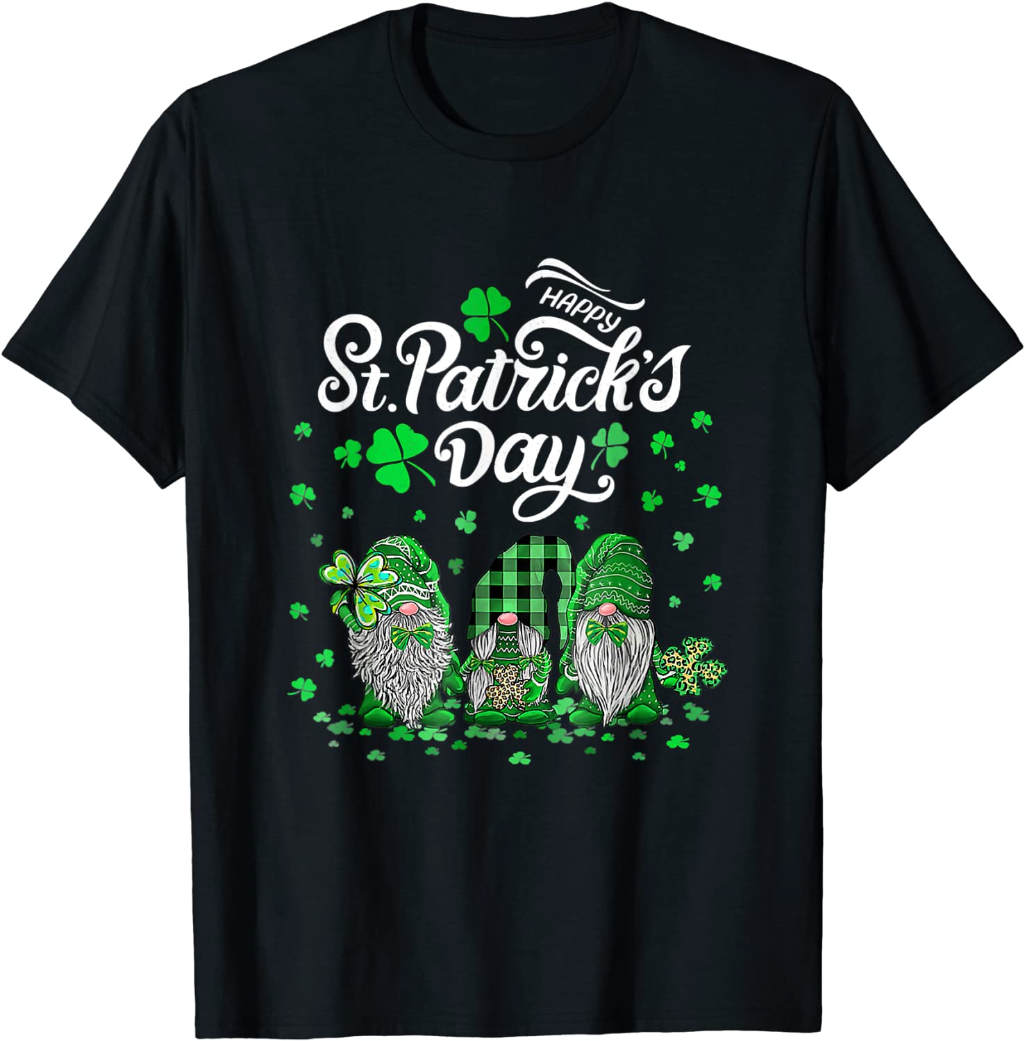 Happy St Patricks Day Three Gnomes Shamrock Essential 2022 Shirt