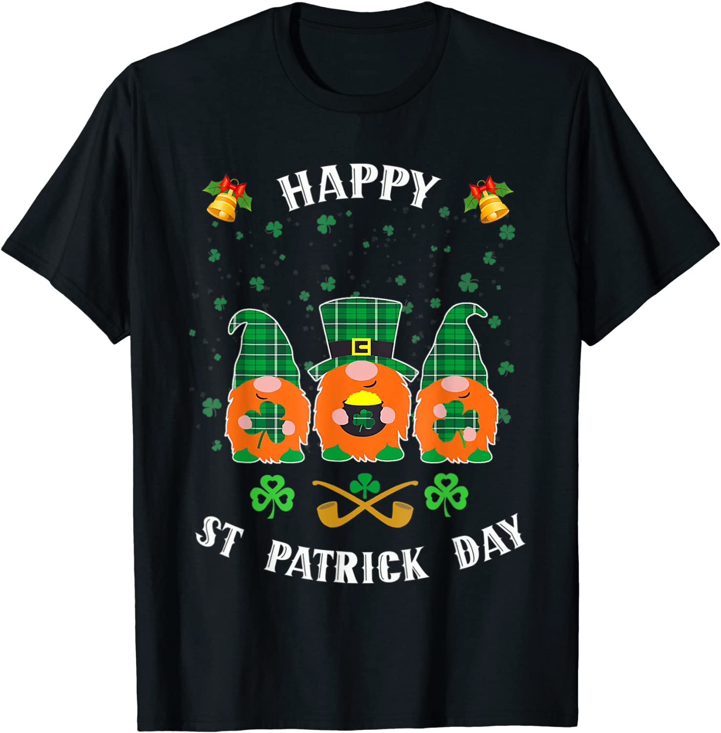 Happy St. Patrick's Day Three Gnomes Holding Shamrock Classic Shirt