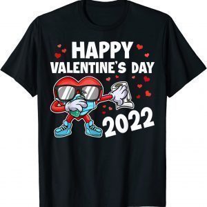 Happy Valentines Day 2022 Dabbing Heart Dab Face Mask T-Shirt