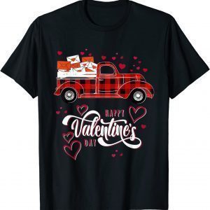 Happy Valentine's Day Red Truck With Hearts Classic T-Shirt