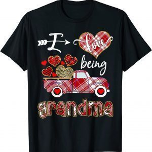 I Love Being Grandma Red Plaid Truck Hearts Valentine's Day 2022 Shirt