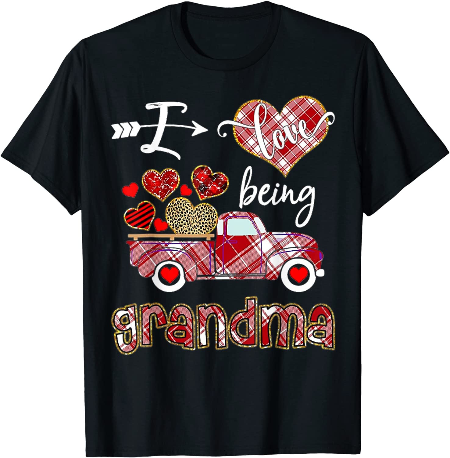 I Love Being Grandma Red Plaid Truck Hearts Valentine's Day 2022 Shirt