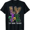 I Love Mardi Gras 5th Grade Teacher Plaid Leopard Classic Shirt