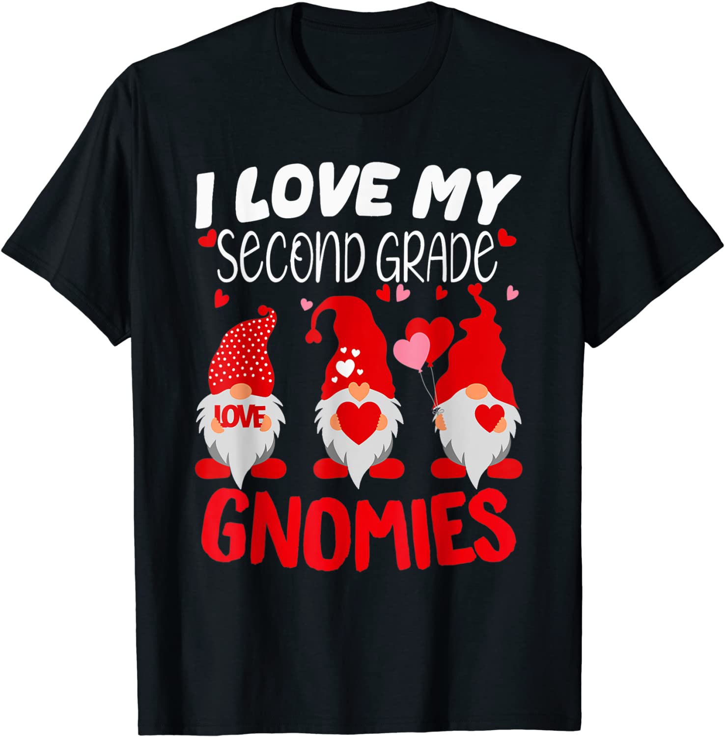 I Love My Second Grade Gnomies Valentine Heart Teacher 2022 Shirt