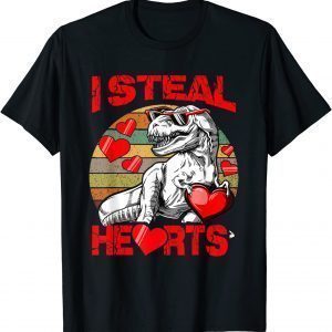 I Steal Hearts Trex Dino Baby Boy Valentines Day Toddler T-Shirt